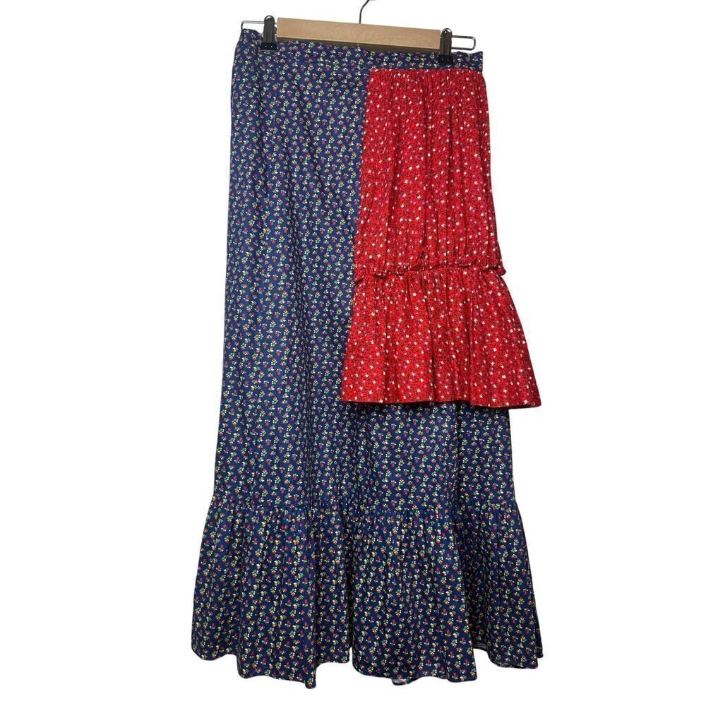 Rentrayage Designer ONE OF A KIND Floral Tiered Cotton Skirt Sz. XS